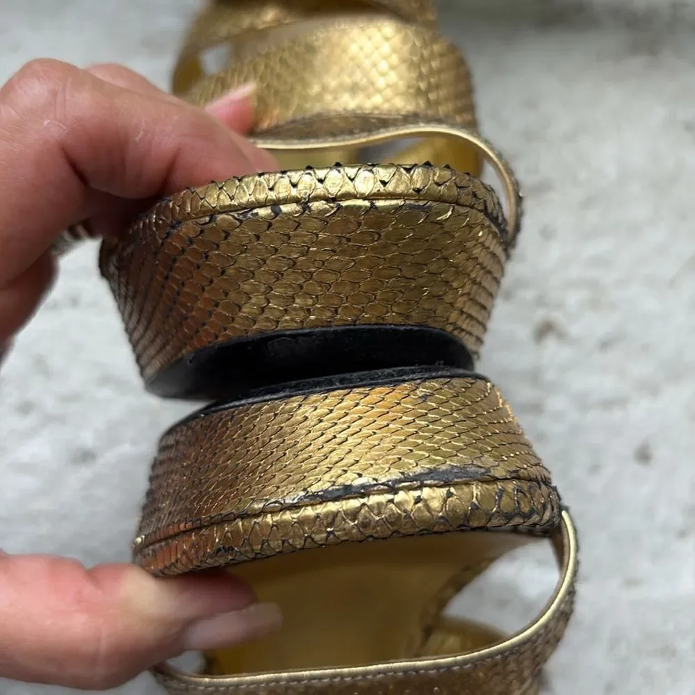 Saint Laurent python cosmo lame sandals